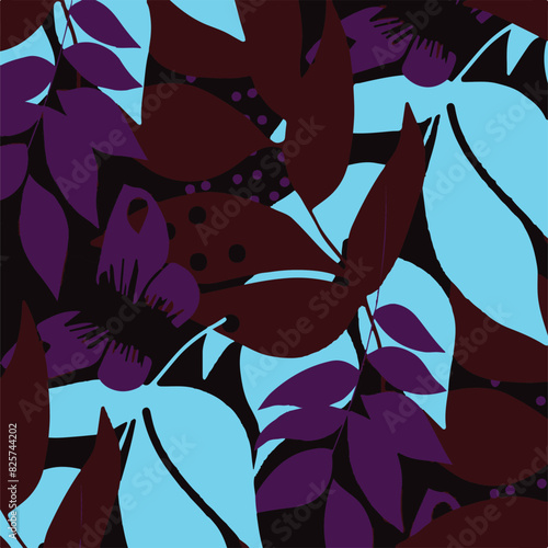 Seamless pattern with tropical flowers in watercolor style