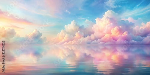 Abstract background with soft pastel colors blending together in a serene and tranquil way photo