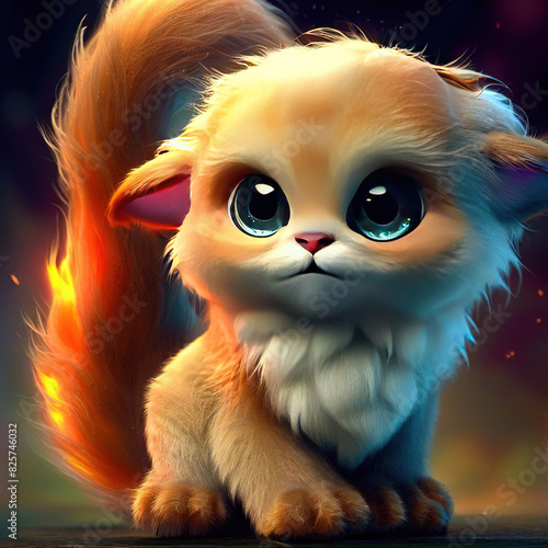 3D furry forest animal with beautiful colors and white background. with Generative AI technology	