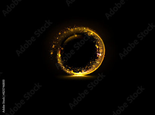 Abstract golden light circle effect.