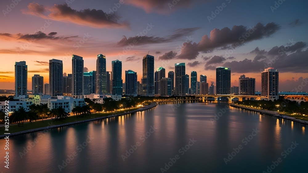 Fototapeta premium Skyline view of Miami Florida.generative.ai