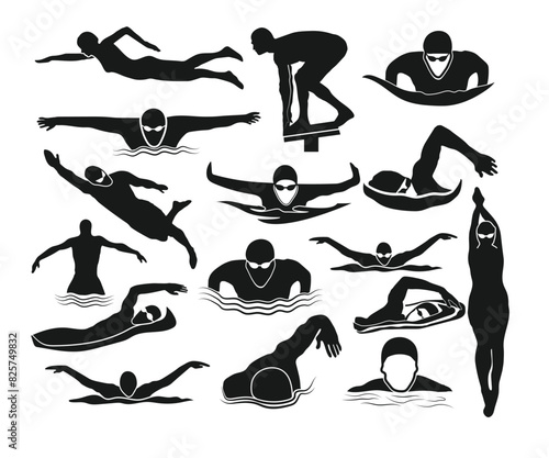 Print Swimmer Design, Swimming silhouette, Swimmer Clipart, Swimmer Design, Swimmer Silhouette, Swimmer Vector,