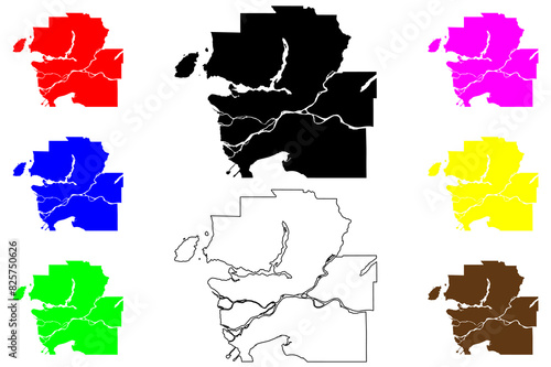 Metro Vancouver Regional District (Canada, British Columbia or BC Province, North America) map vector illustration, scribble sketch MVRD map