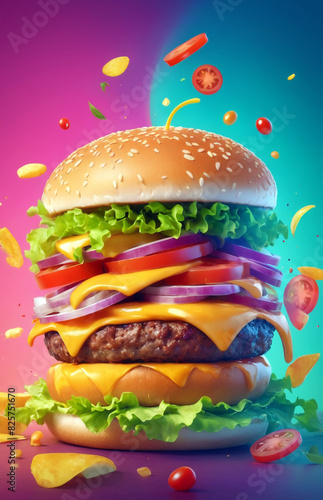 Modern creative delicious burger restaurant promotional copyspace banner background
