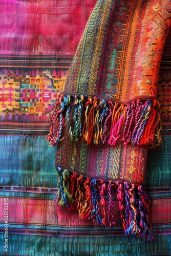 Wallpaper Mural Vibrant Mexican rebozo against a colorful backdrop Torontodigital.ca