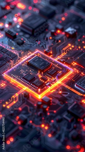Pulsing Circuit Board Landscape in Neon Futuristic Digital Energy