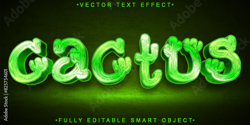 Green Shiny Cactus Vector Fully Editable Smart Object Text Effect