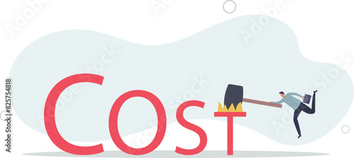Cost reduction, business and company to keep cost low, cut spending or expense deduction in budget plan.flat vector illustration.