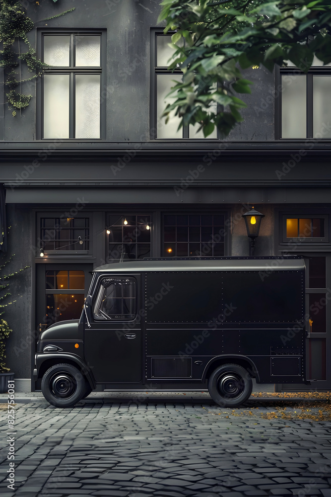 Fototapeta premium Vintage Beer Delivery Truck with Streamlined Design and Bold Branding in a Muted Industrial Setting