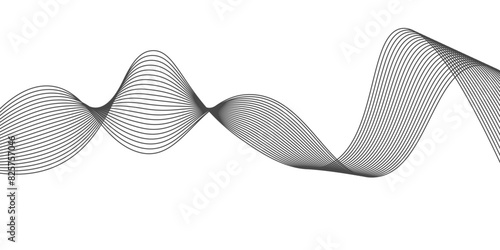 Abstract black stripes optical art wave line background. Vector illustration