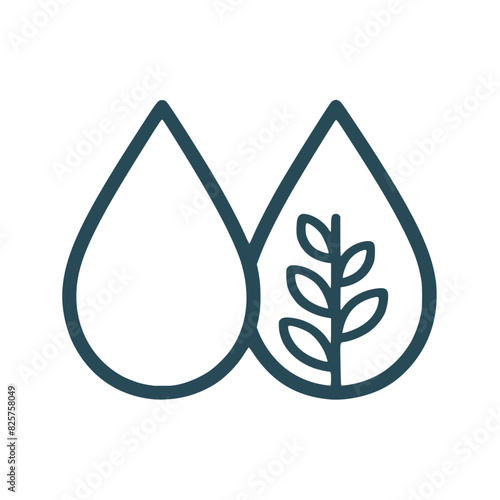 eco friendly two water drops outline vector isoalted photo