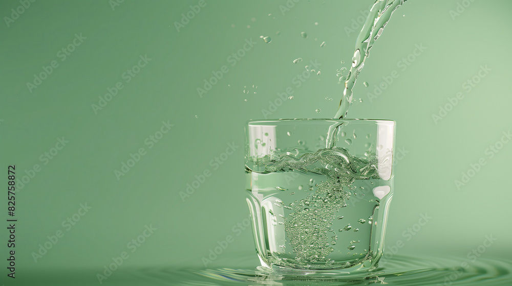 Water pouring into a glass of water in a modern minimalist house, set against a light green background. The fresh and pure colors make it ideal for promoting healthy living and well-being.
Water pouring into a glass of water in a modern minimalist house, set against a light green background. The fresh and pure colors make it ideal for promoting healthy living and well-being.
