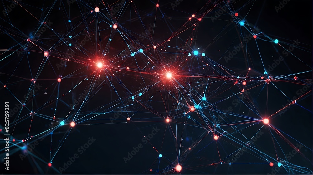 The image is a dark background with many blue and red dots connected by thin lines. The image is a dark background with many blue and red dots connected by thin lines.