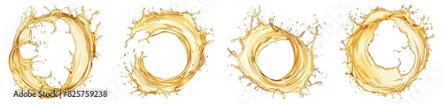 Ginger Ale Splash isolated on transparent png background collection set . Generative ai