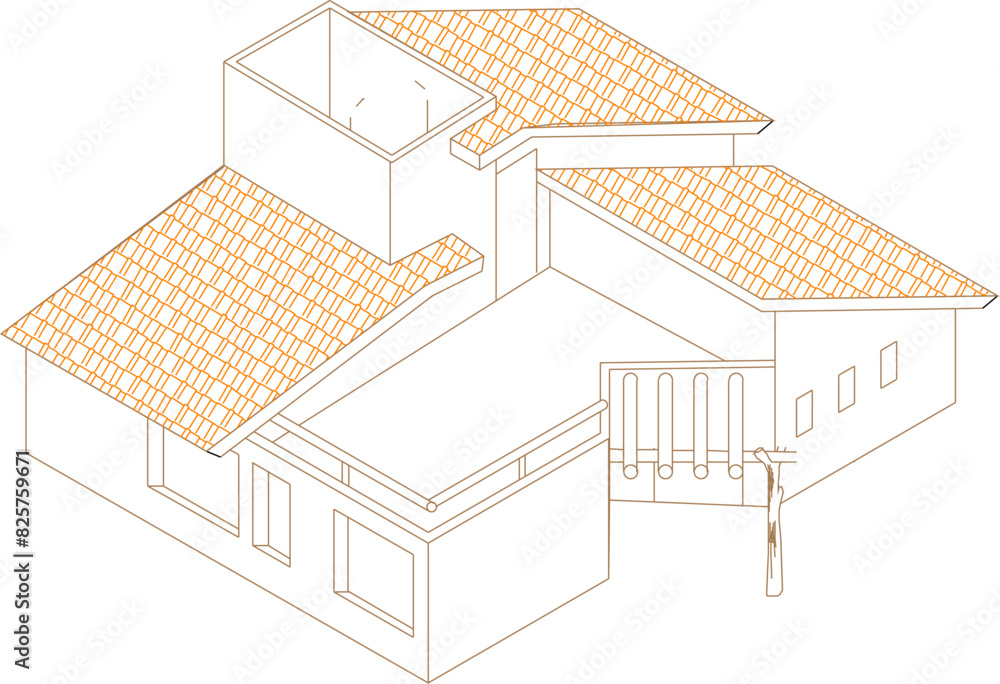 vector illustration sketch design for the front view of a simple house for a small family vector illustration sketch design for the front view of a simple house for a small family