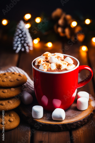 Wallpaper Mural Red cup of hot chocolate with marshmallows. Torontodigital.ca