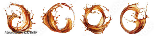 Root Beer Splash isolated on transparent png background collection set . Generative ai