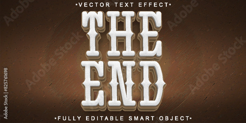 Brown The End Cowboy Movie Vector Fully Editable Smart Object Text Effect