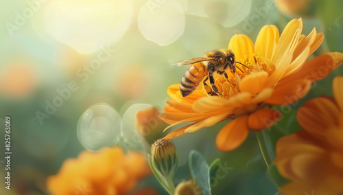 Closeup shot of bee. Created with Ai © Madiha