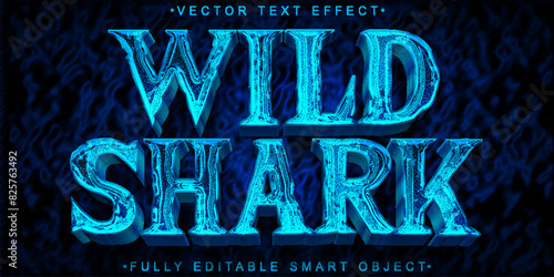 Dangerous Blue Wild Shark Vector Fully Editable Smart Object Text Effect