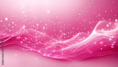 Pink color abstract futuristic particles wave background design