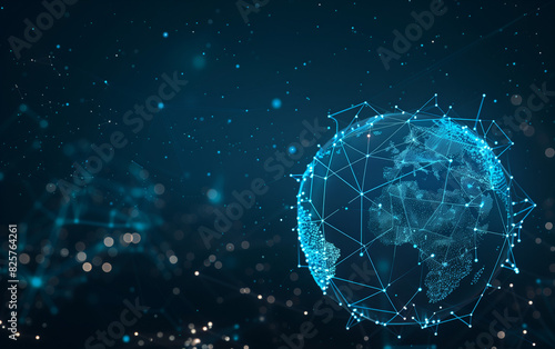 Wallpaper Mural nosoal social networks vector background " , glowing earth, technology world map . digital planet Earth made of light particles and lines with blue gradient. global network concep Torontodigital.ca