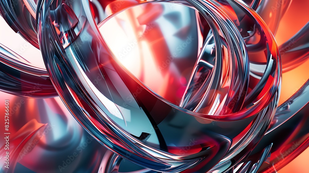 3D rendering. Abstract background with red and blue glossy rings. 3D rendering. Abstract background with red and blue glossy rings.