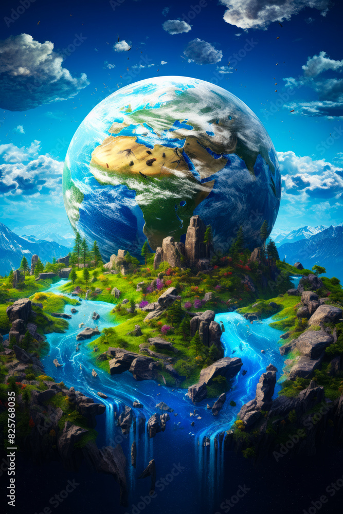 Image of planet with river running through it. Image of planet with river running through it.