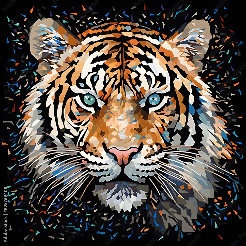 Abstract mosaic wild tiger portrait Abstract mosaic wild tiger portrait