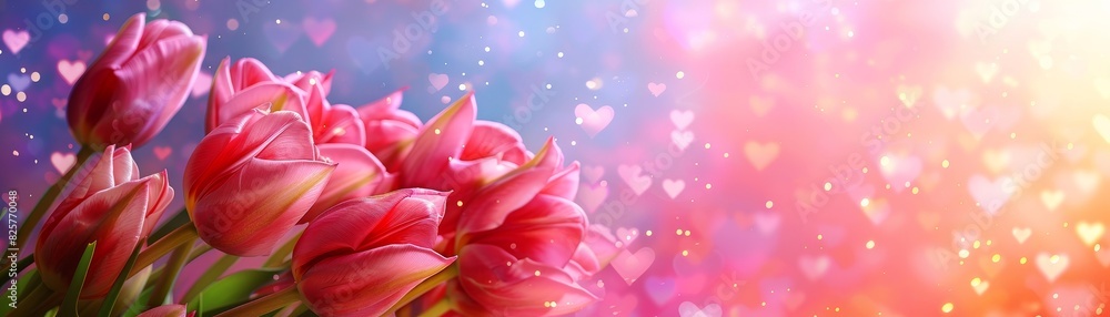 Mother s Day Celebration : Lovely Tulips on a Colorful Background Mother s Day Celebration : Lovely Tulips on a Colorful Background