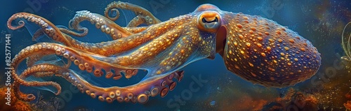 A extremely hazardous and enigmatic predator from the deep ocean is the giant squid, or Architeuthis. photo