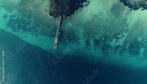 scene with shark drone picture Breathtaking aerial view of a pristine beach with clear blue water and sunbathers. Tropical beach paradise captured from above, showcasing turquoise waters and swimmers 