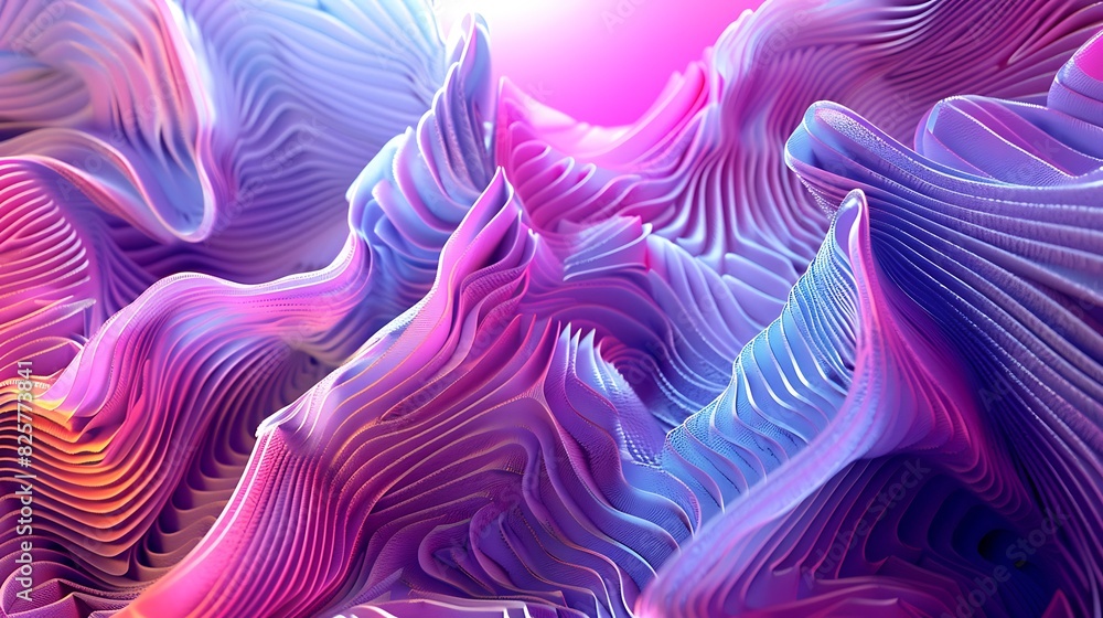 Colorful 3D rendering of a wavy surface with a smooth, liquid-like appearance.