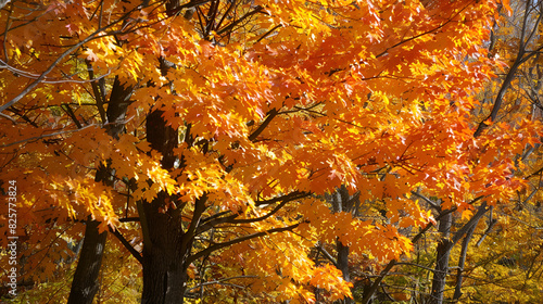 Beautiful Trees Leaves Changing Autumn  generative AI