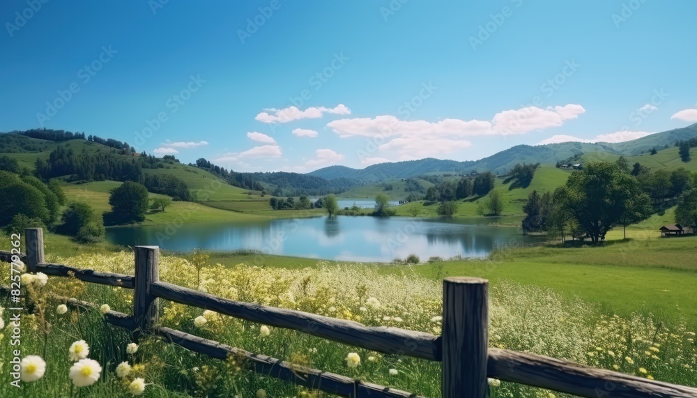 A stunning spring day landscaping views of fertile land surrounded beautiful green vegetation, wide stretches of hills and mountains with clear skies in spring A stunning spring day landscaping views of fertile land surrounded beautiful green vegetation, wide stretches of hills and mountains with clear skies in spring