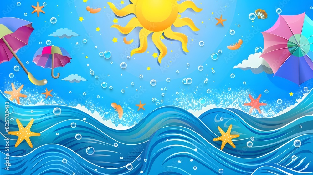 Summer background and banner with water, splash and waves in vector abstract shape. Summer background and banner with water, splash and waves in vector abstract shape.
