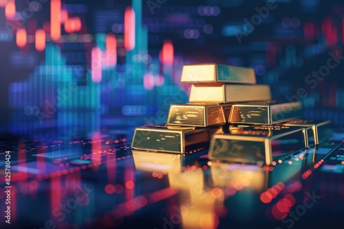 Stack of gold bars with sto...