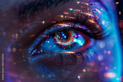 digital eyes, reflective gaze, close up