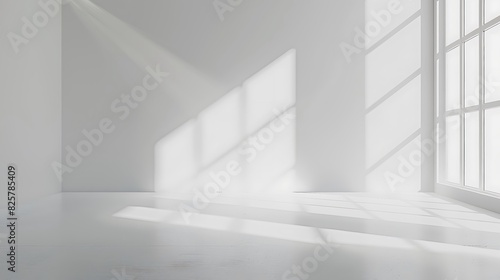 Abstract white background with shadows and light  modern interior design for product presentation. Mock up template in the style of modern interior design