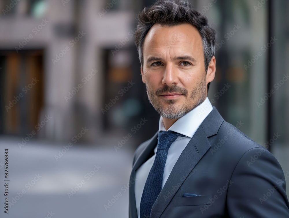 A man in a suit and tie standing outside. A man in a suit and tie standing outside.