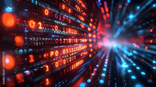 Wallpaper Mural Illuminated Binary Code: Futuristic Neon Data Visualization Torontodigital.ca