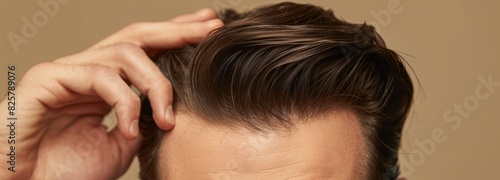Close-up of Male Styled Hair with Hands on Head - Men's Grooming, Haircare, and Fashion
