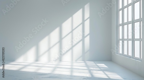 Abstract white background with shadows and light, modern interior design for product presentation. Mock up template in the style of modern interior design