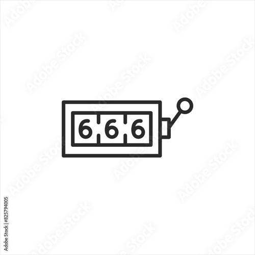 Hand tally counter icon. Simple mechanical clicker icon with the number 666 displayed for event tracking and scoring. Ideal for usage in counting attendance or keeping score. Vector illustration