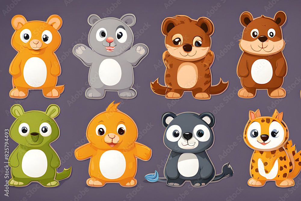 set of cartoon bears of different colors stand side-by-side on a white background. set of cartoon bears of different colors stand side-by-side on a white background.