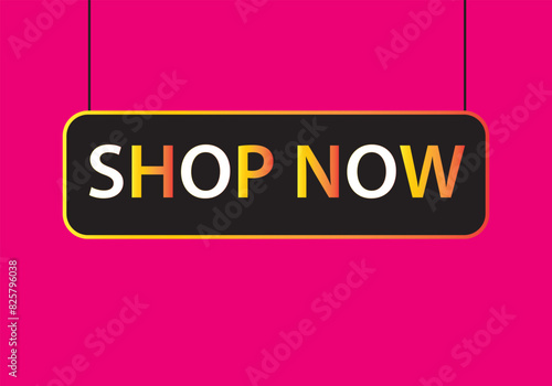 Shop now button with shopping design cart. Colorful  modern collection for web site. Online shopping. Click here, colorful, buttons hand pointer clicking. Web design elements. Vector and illustration.