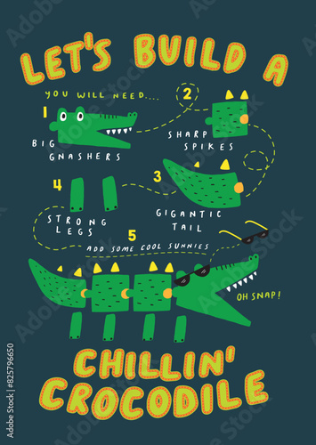 Cool Crocodiles illustration creative puzzle animal swamp tropic chillin summer puzzle graphic vector artwork photo