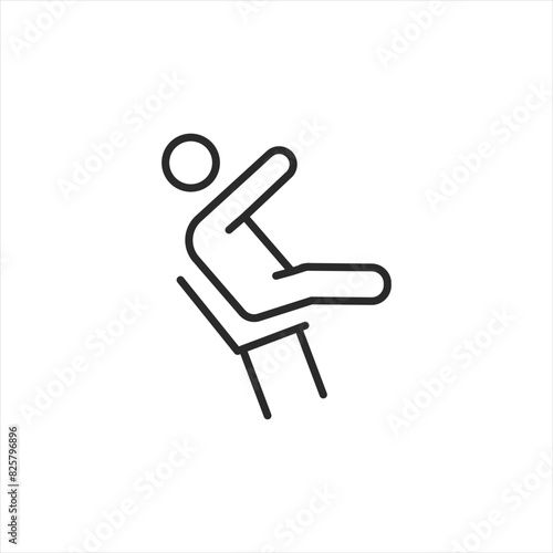 Caution icon depicting a person in danger of falling from a chair, showing the importance of proper seating and awareness to prevent accidents in workplaces and seated environment. Vector illustration
