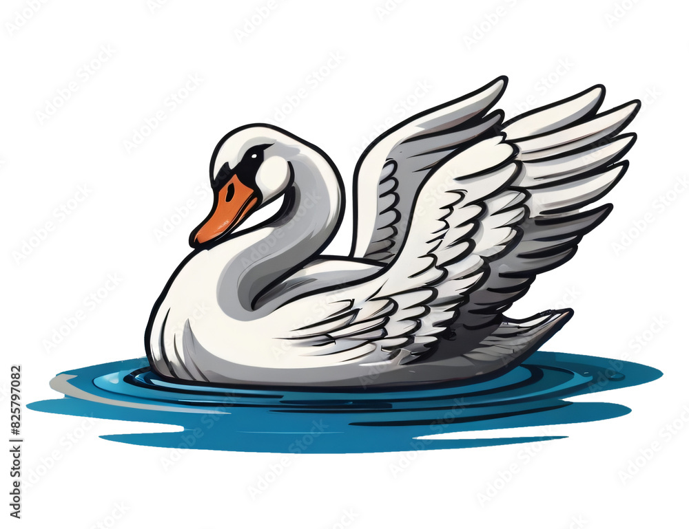 Fototapeta premium swan drawing on the lake