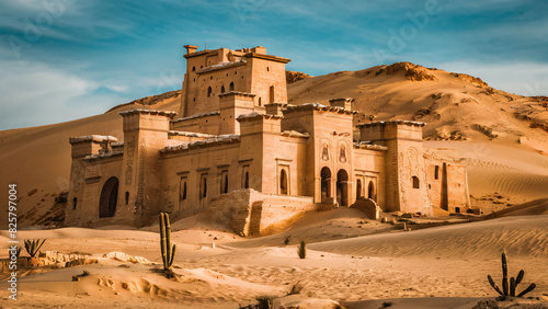 An abandoned castle in the barren desert